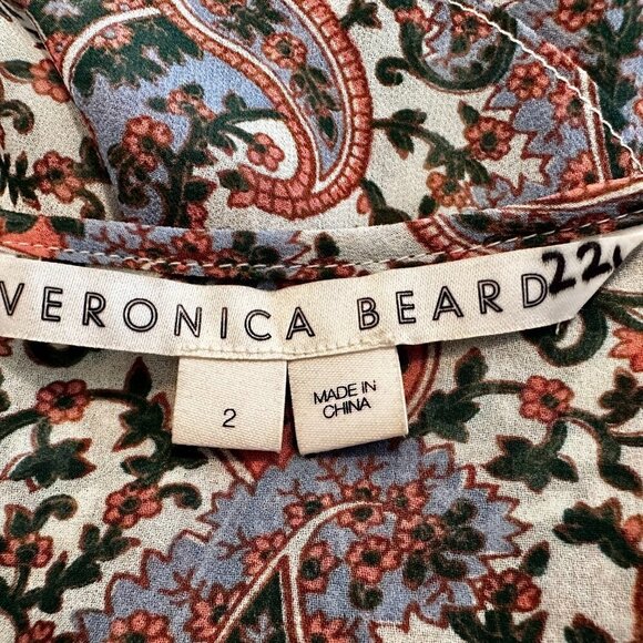 VERONICA BEARD Sazan LS Handkerchief Hem Paisley Dress In Ecru Multi- Size 2 - Picture 8 of 8